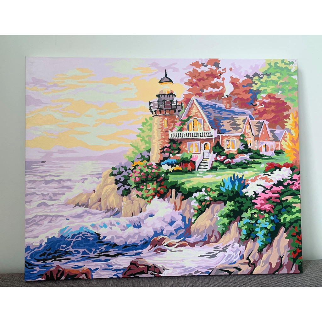 Tranh sơn dầu số hóa các mẫu Phong Cảnh đẹp nhất size 40x50cm đã căng khung và đầy đủ phụ kiện loại khung dày 2.5cm