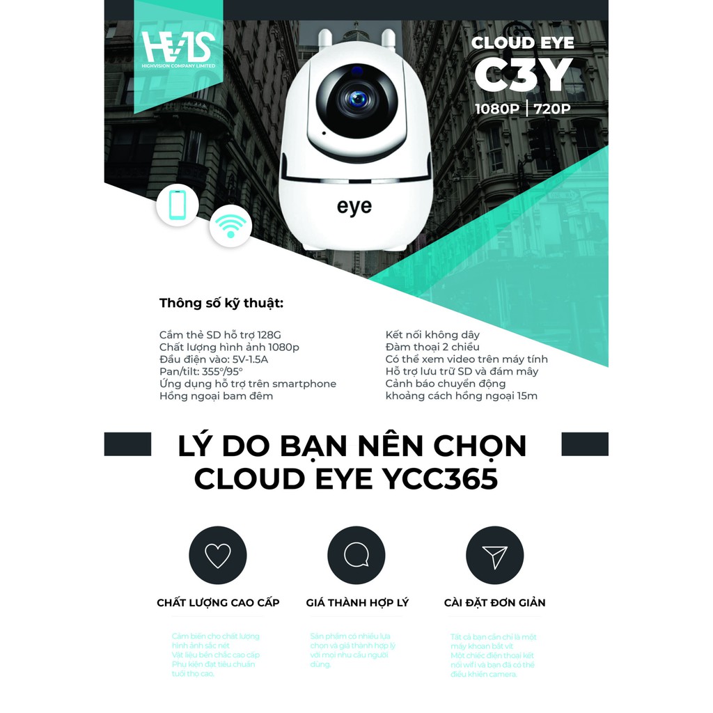 Camera FF-EYE-C1C 1080P  hồng ngoại ban đêm - đàm thoại 2 chiều - Shopgiahot.com0938345335