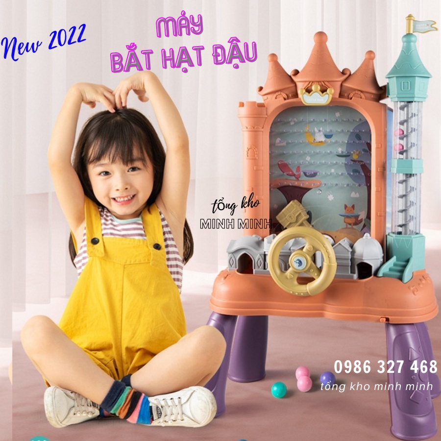 Máy bắt hạt đậu, Máy bắt đậu hình lâu đài kèm vô lăng ôtô- có đèn-có nhạc- đồ chơi giáo dục vận động tay mắt cho bé