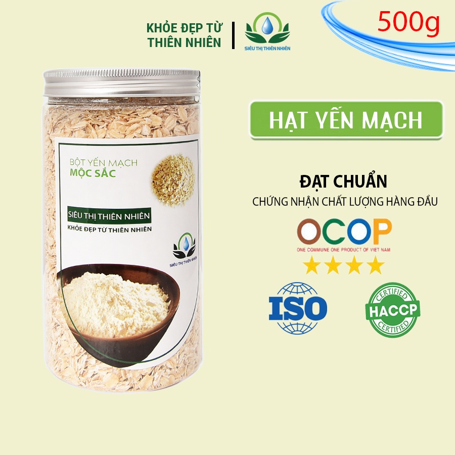 Yến mạch nguyên chất Mộc Sắc 500g loại bột uống liền và hạt cán dẹt vỡ cho bé ăn dặm hoặc ăn kiêng