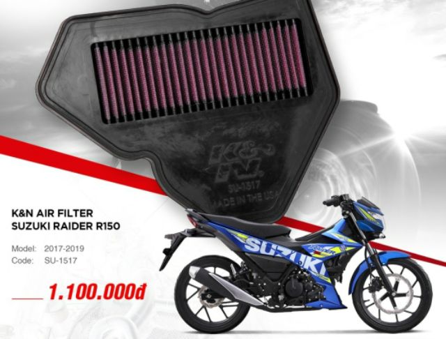 Lọc gió KN mẫu mới 2021 cho Raider FI - Satria FI dùng vĩnh cửu