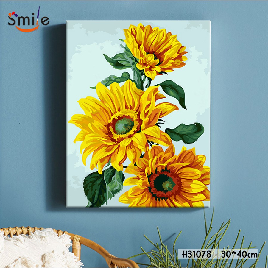 Tranh tự tô màu theo số cao cấp Smile FMFP Hoa hướng dương H31078