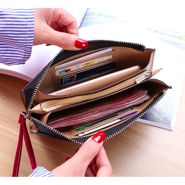 Ví Dài Bằng Da PU Có Khóa Kéo L12 Thời Trang Dành Cho Nữ