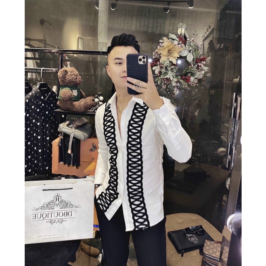ÁO SƠ MI NAM TRẮNG XOẮN HOA VÂN TRƠN CHẤT COTTON VS03 NHƯSHOP