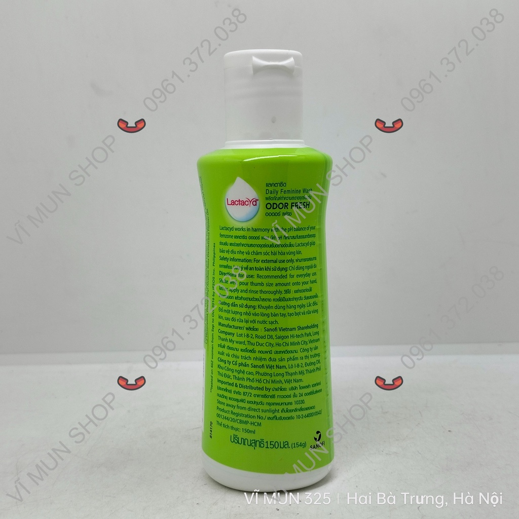Dung dịch vệ sinh phụ nữ Lactacyd Odor Fresh ngăn mùi 24H