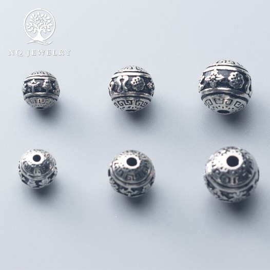 Charn bạc hình cầu họa tiết xỏ ngang - NQ Jewelry