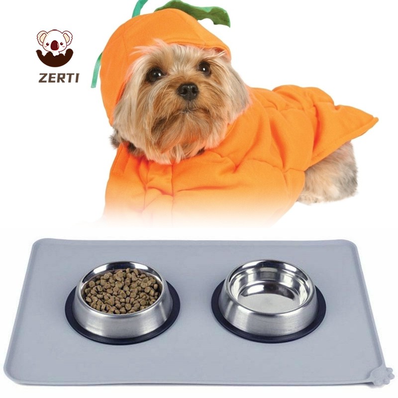Zerti Pet Food Bowl Mat Silicone Waterproof Feeding Mat Dog Cats Non-Stick Non-Slip Anti-Spill Mats