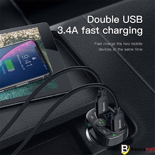Baseus -BaseusMall VN Bộ tẩu sạc đa năng trên xe hơi Baseus S09A T-Typed Wireless MP3 Car Charger