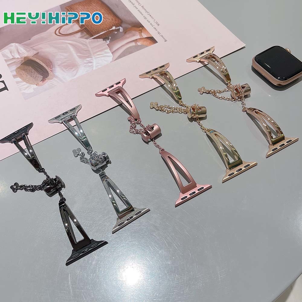 Dây Xích Kim Loại Hình Tam Giác Cho Đồng Hồ Thông Minh Apple Watch Series 7/6/5/4 iwatch 45/44/42/41/40/38mm