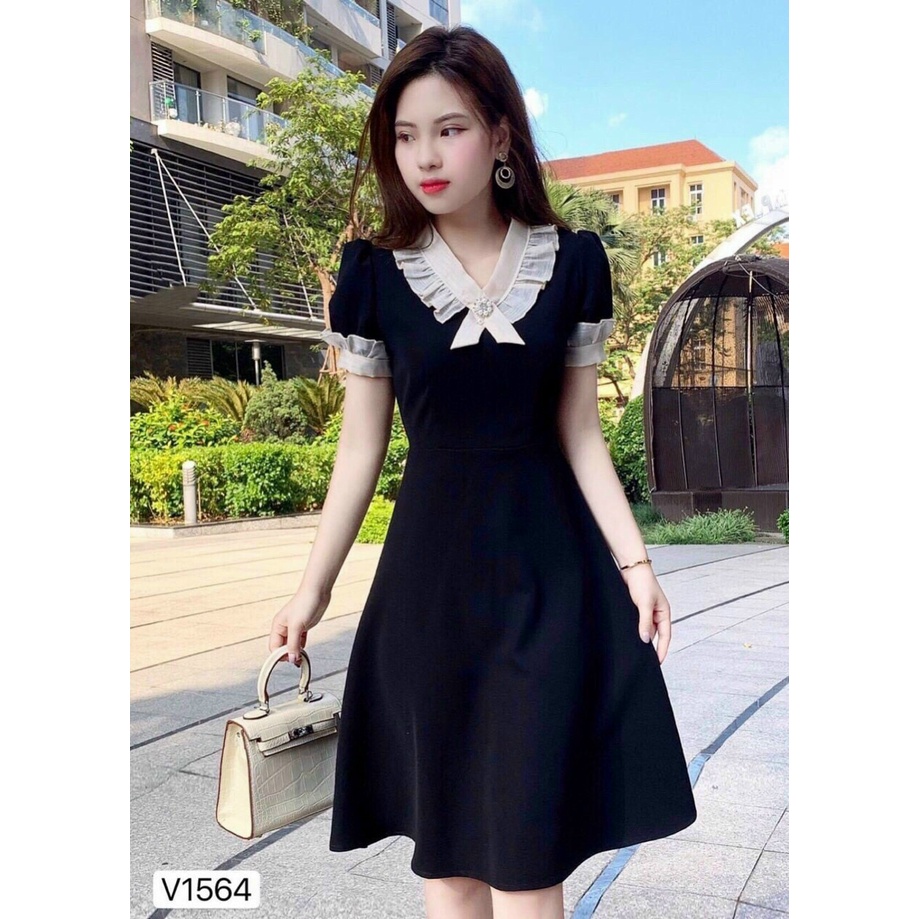 Đầm Suông Phối Viền Bèo Chất Umi Mềm Mại