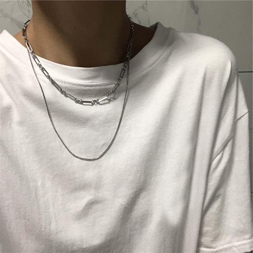 ANEMONE Vòng cổ Hai Lớp Bằng Thép Không Gỉ Thời Trang Hàn Quốc Đơn Giản Cho Nữ