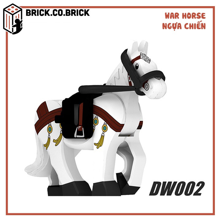 Ngựa Trung Cổ Kèm Dây Cương và Đai Đồ Chơi Lắp Ráp Minifig Mô Hình Ngựa Chiến War Horse Castle DW001 - DW006