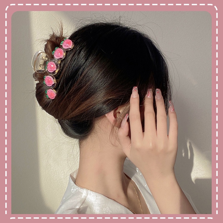 Bộ Kẹp Tóc Hình Nơ Trái Tim Màu Hồng Dễ Thương Thời Trang Cho Nữ