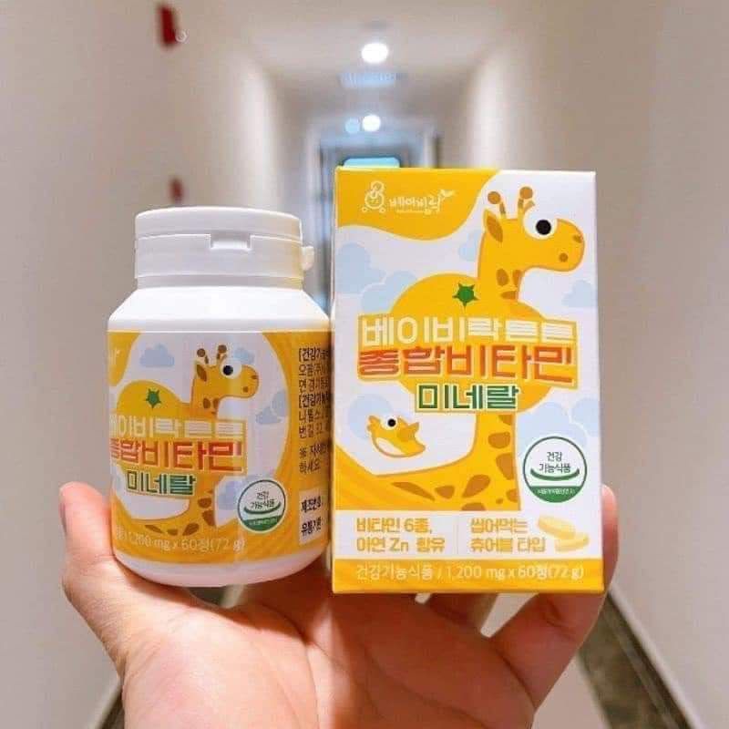 Kẹo nhai ngậm vị cam Vitamin tổng hợp Hàn Quốc cho bé phát triển chiều cao 60v