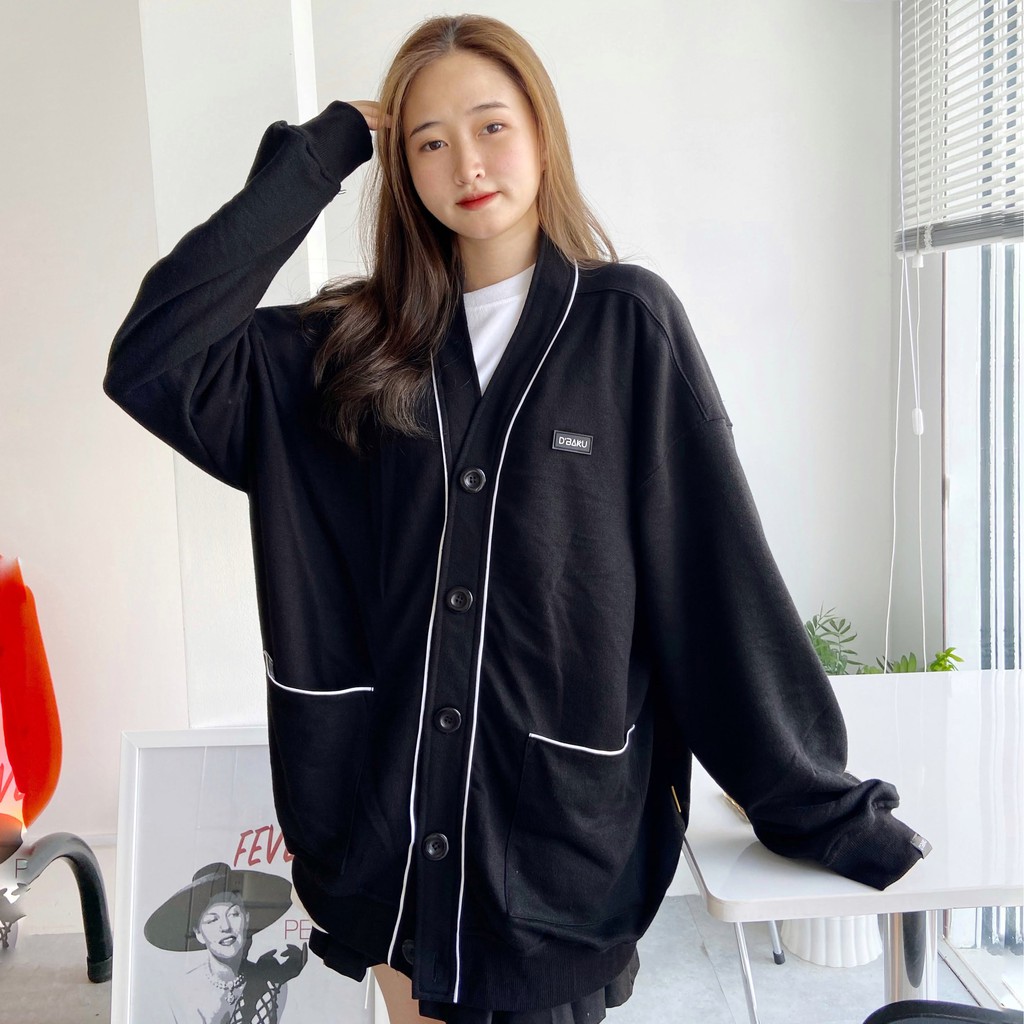 Áo nỉ cài nút Cardigan Jacket D'BAKU BASIC LOGO  (Tặng kèm túi Tote)