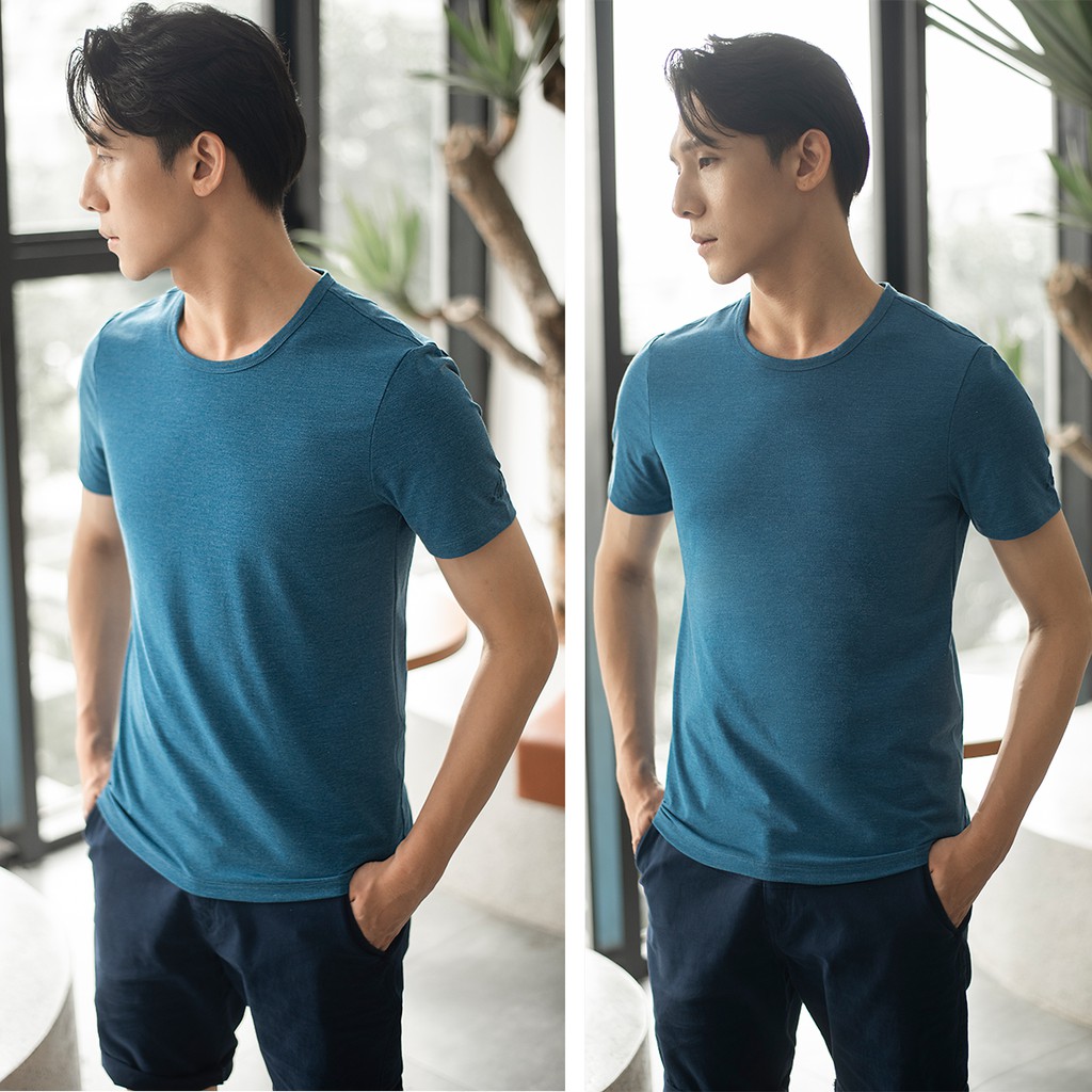 Biluxury áo phông nam kẻ sọc màu trắng APKS003GHS thun trơn 4APKB005XCV cotton mềm mại