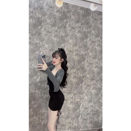 Đầm body thun lạnh đẹp kèm khoác EDNA OOTD
