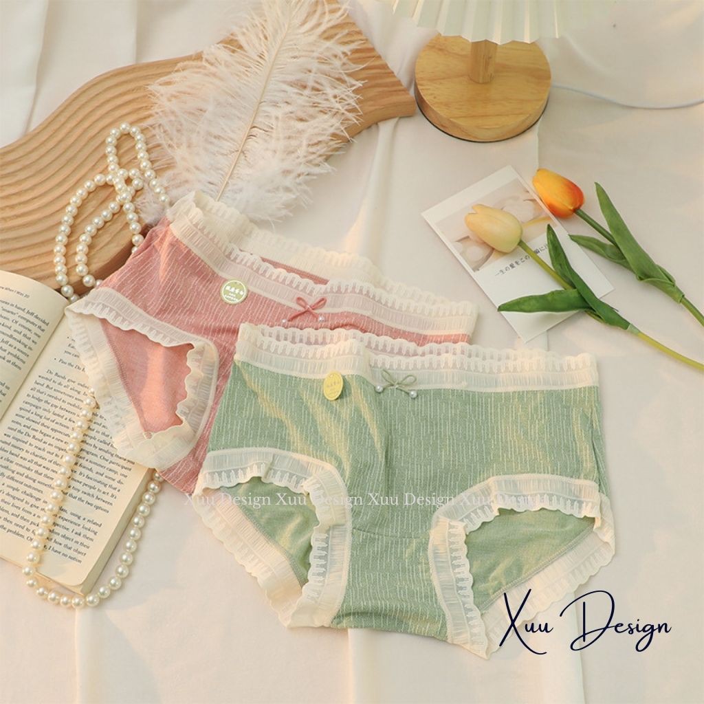 Quần lót nữ Wexuu Design, Quần lót cotton lạnh cao cấp phối ren sexy chất liệu mềm mại thoáng khí - QC50