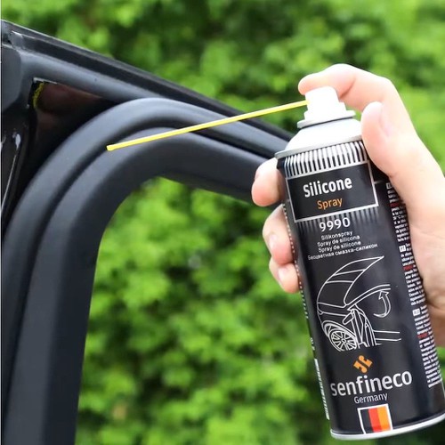 Chai xịt dưỡng ron cao su cửa ô tô Senfineco 9990 Silicon Spray nhập khẩu từ Đức bôi trơn gioăng, chống kẹt cửa kính ôto