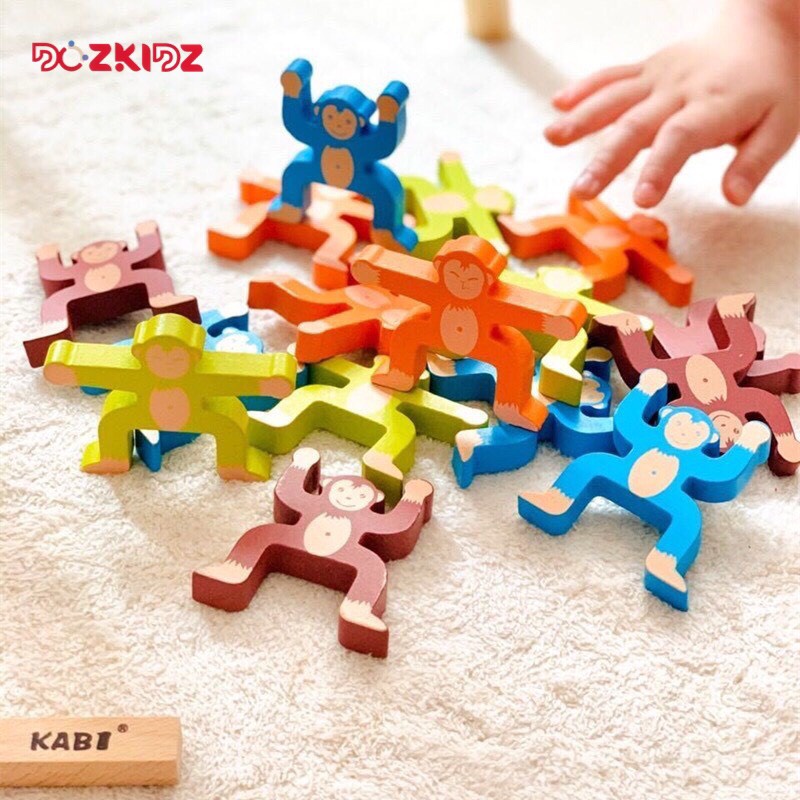 Đồ chơi gỗ tư duy sáng tạo - Xếp 15 khỉ thăng bằng - DOZKIDZ