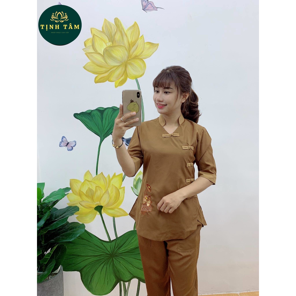 Đồ Lam Đi Chùa ,Bộ Đi Chùa Nữ Đài Loan Vải Dày Dặn Mềm Mịn Mặc Rất Mát Và Thoải Mái