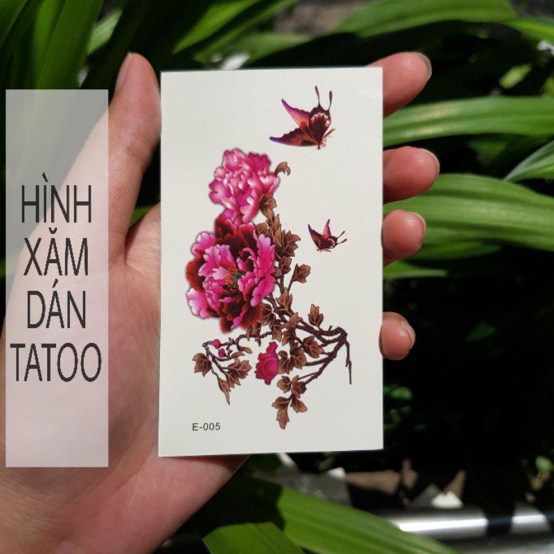 Hình xăm dán hoa e05. Xăm dán tatoo mini tạm thời, size &lt;10x6cm