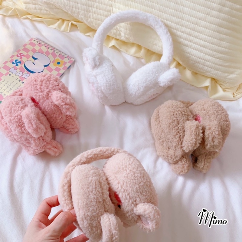 Bịt tai giữ ấm mùa đông hình mặt cún, bông chụp tai giữ ấm cute lông mềm mịn ấm áp