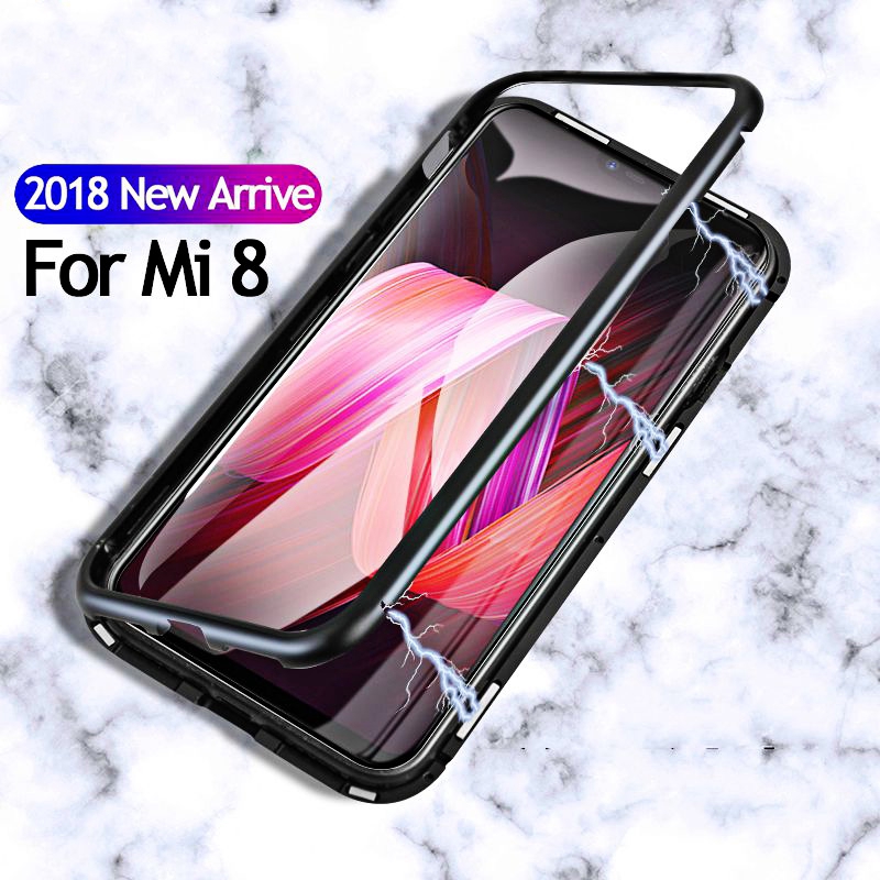 Ốp Lưng Nắp Gập Mặt Kính Cường Lực Có Nam Châm Hít Cho Xiaomi Mi 8 8se