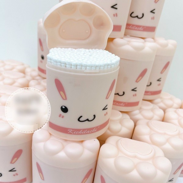 Hộp 200 tăm bông Kichi 2 đầu hình thỏ dễ thương cho bé