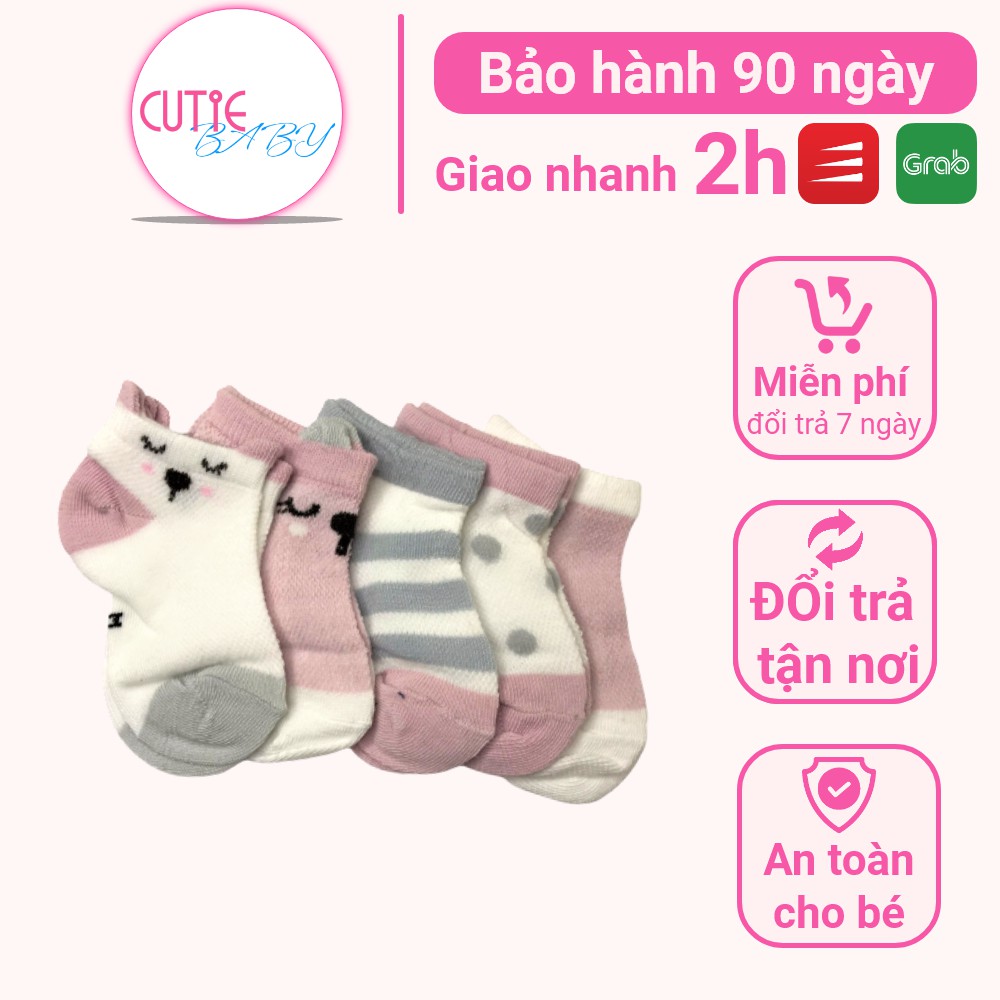 Set 5 tất vớ chân cho bé sơ sinh, bé trai, bé gái - tất lưới cho bé từ 0 tháng đến 3 tuổi - Tất em bé kids socks