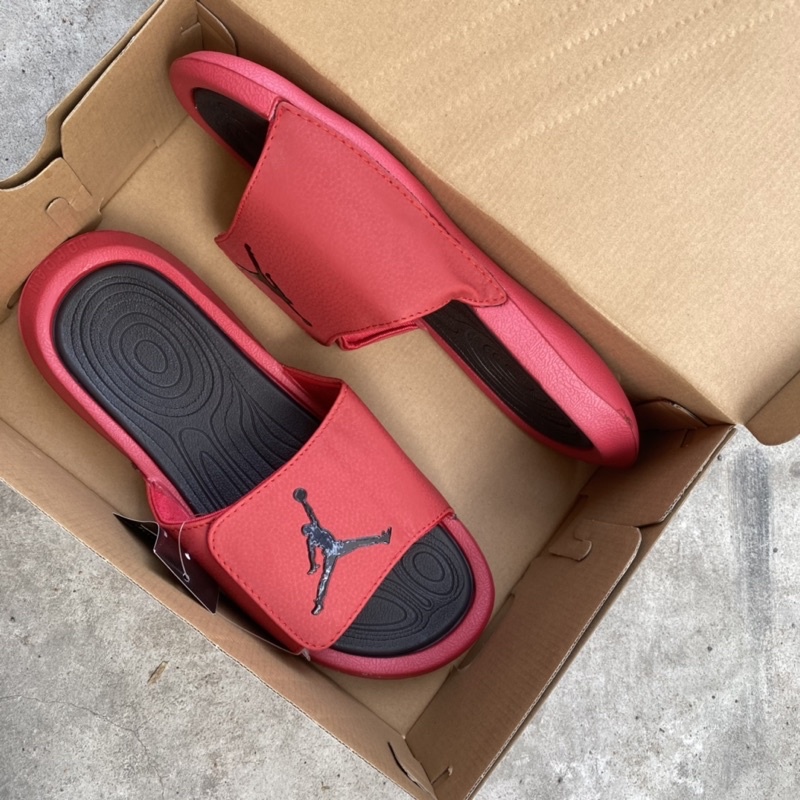 Dép jordan 1 đỏ nam (hình thật)