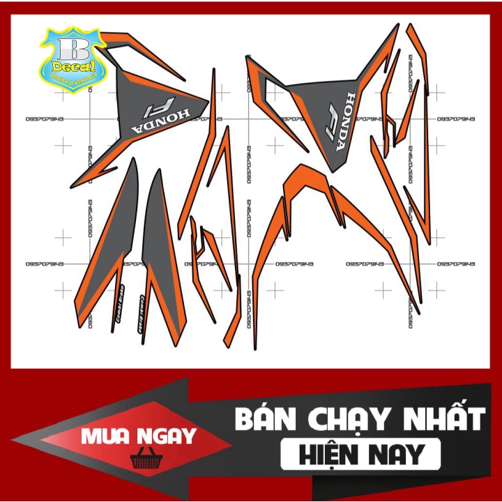 ( Quí khách vui lòng mang ra tiệm cho thợ dán ) Tem click thái 2017 chỉ xám cam đen