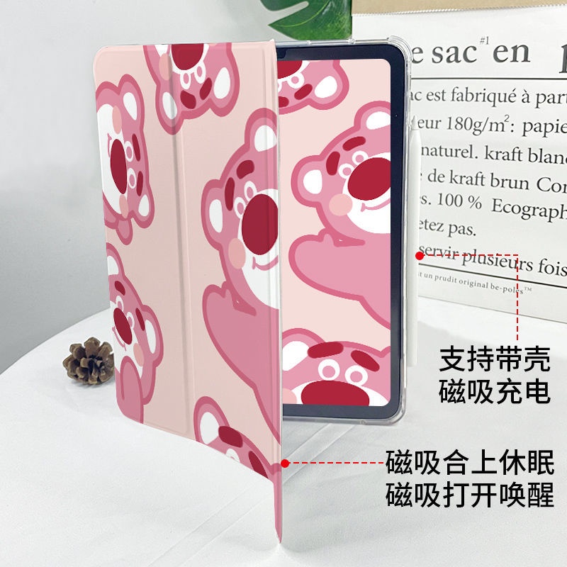 Ốp Máy Tính Bảng Trong Suốt In Hình Gấu Có Giá Đỡ Bút Cho Ipad 5/6/7/8/9th Gen Mini4/5/6 Air1/2/3/4/5 Pro 10.5‘’ 11'' 2018 2020 2021