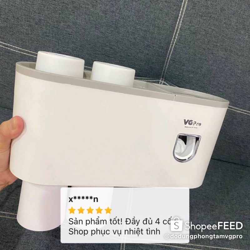 Bộ Nhả Kem Đánh Răng Tự Động 4 Cốc Hộp Đựng Kem Đánh Răng Kệ Để Đồ Phòng Tắm  Bền Đẹp VGpro