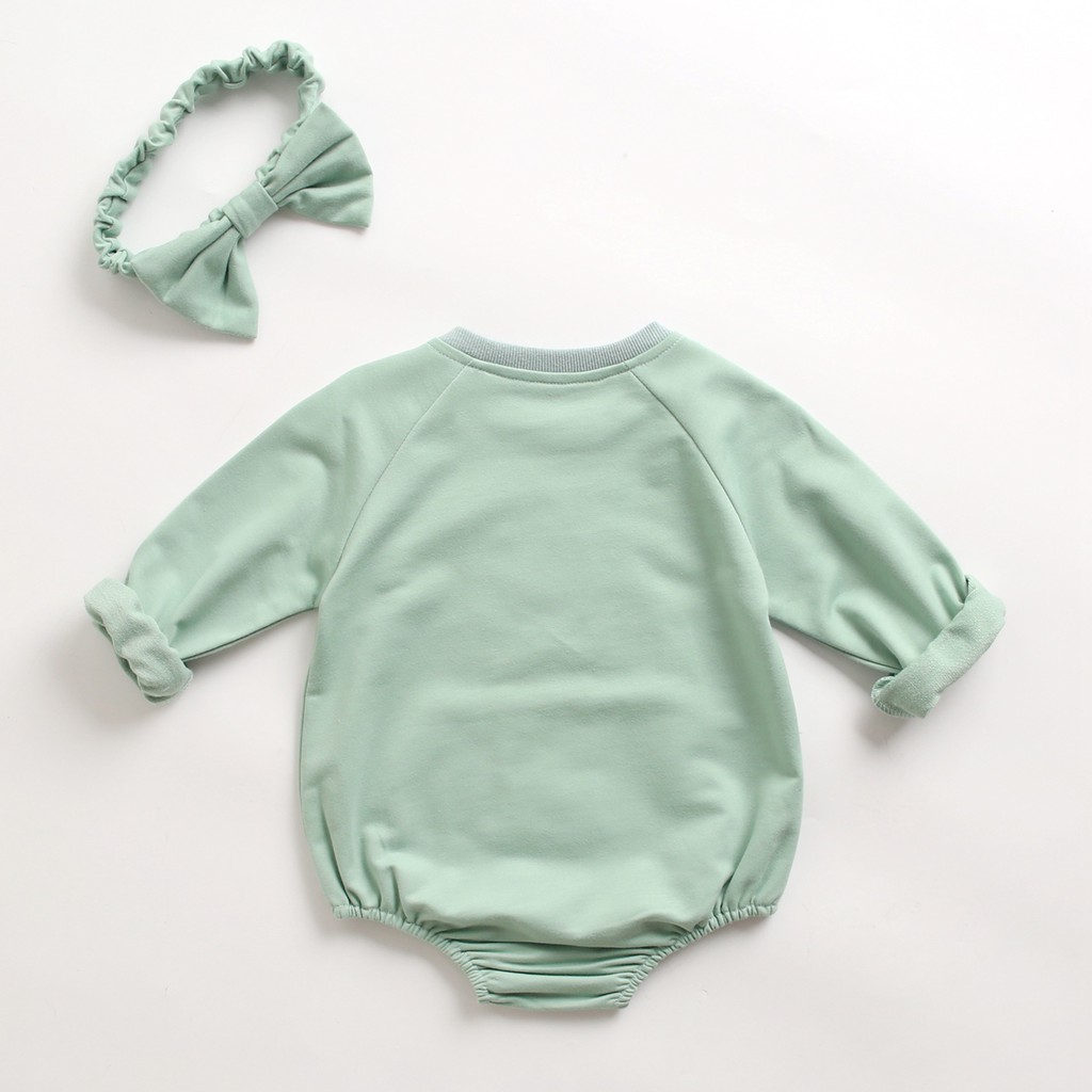 Bộ Áo Liền Quần Cotton Sanlutoz Họa Tiết Đáng Yêu Kèm Băng Đô Thời Trang Mùa Xuân Cho Bé Gái