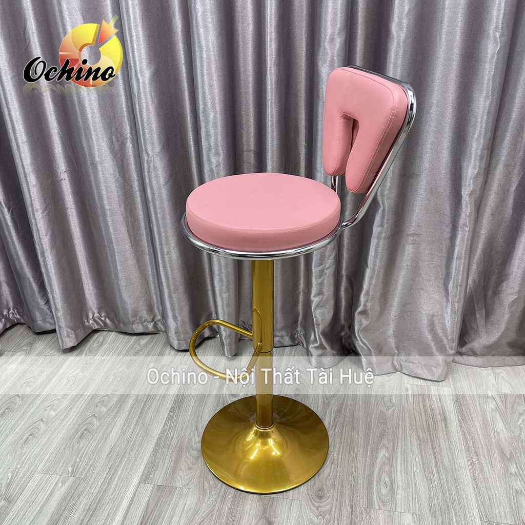 Ghế Chụp Hình, Ghế Quầy Lễ Tân Mẫu Tựa Tam Giác Chân Vàng K1 Sang Chảnh ( Ảnh Thật Shop Chụp)