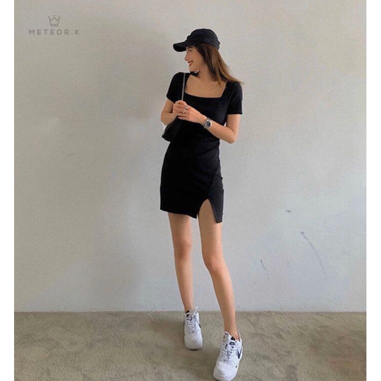 Đầm cổ vuông ôm dáng thiết kế xẻ tà mẫu 2020 thời trang cho nữ | BigBuy360 - bigbuy360.vn