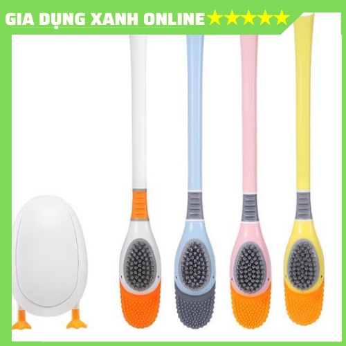 Cọ Bồn Cầu Toilet Silicol Ecoco Siêu Mền Mại Gắn Tường Bàn Chải Vệ Sinh Hình Chú Vịt Vàng Tặng Kèm Móc Dính Chắc Chắn