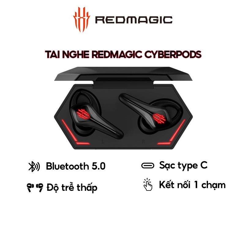 Tai nghe Bluetooth Nubia RedMagic Gaming Earphone 39ms - Bluetooth 5.0 Sạc type C - Chính hãng