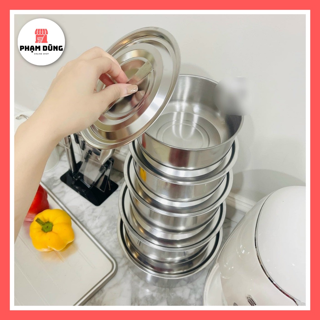Bộ Nồi Inox Không Quai Tiện Lợi - Bộ 5 Thố Inox Có Nắp