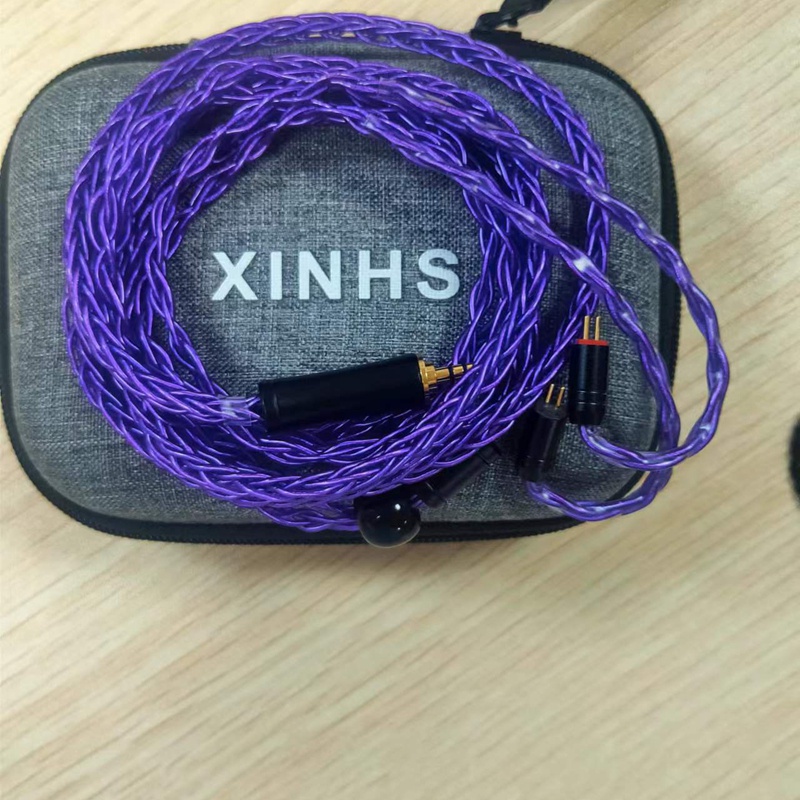 Dây Cáp Tai Nghe 8 Dây Bằng Đồng Màu Tím Bạc Phù Hợp Với Mọi Người Mẫu Tai Nghe