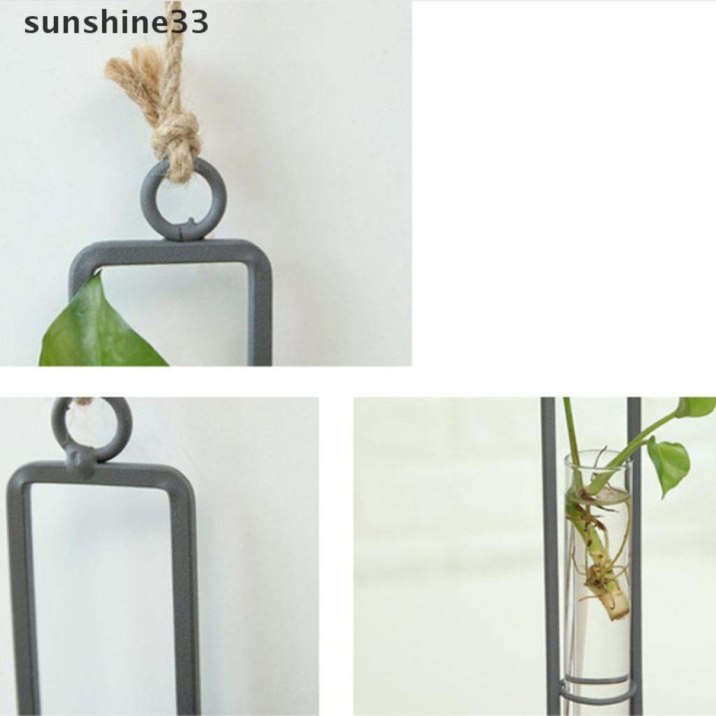 Bình Hoa Thủy Tinh Trong Suốt Treo Tường Bằng Sắt