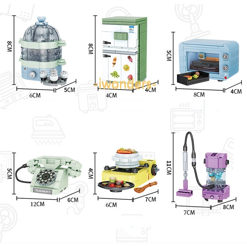 Bộ 12 Khối Lắp Ráp Máy Hút Bụi Bàn Cà Phê Tv Sáng Tạo