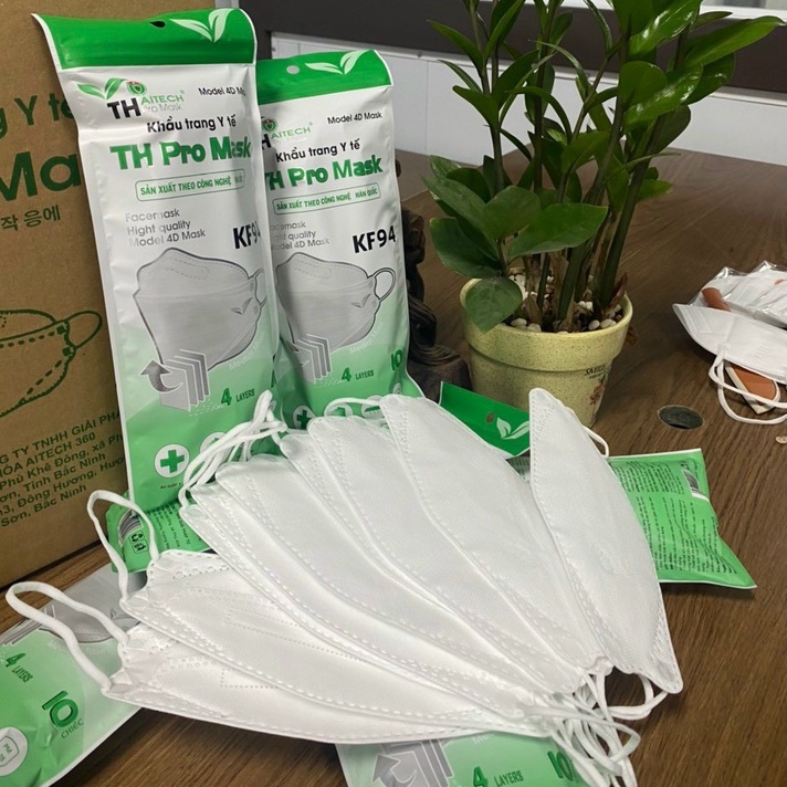 Khẩu Trang Y Tế  4D TH Pro Mask KF94 4 Lớp  - Màu Trắng