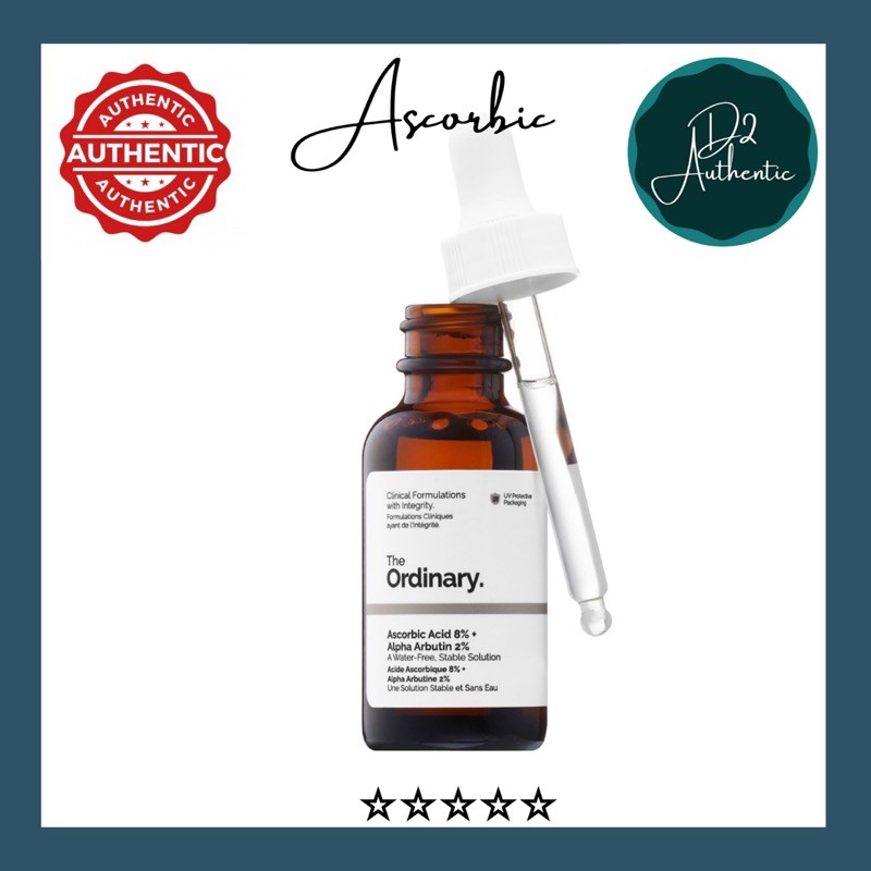 (Auth-kèm bill) Serum sáng da- Vitamin C - Ascorbic Acid 8% + Alpha Arbutin 2% - The Ordinary.