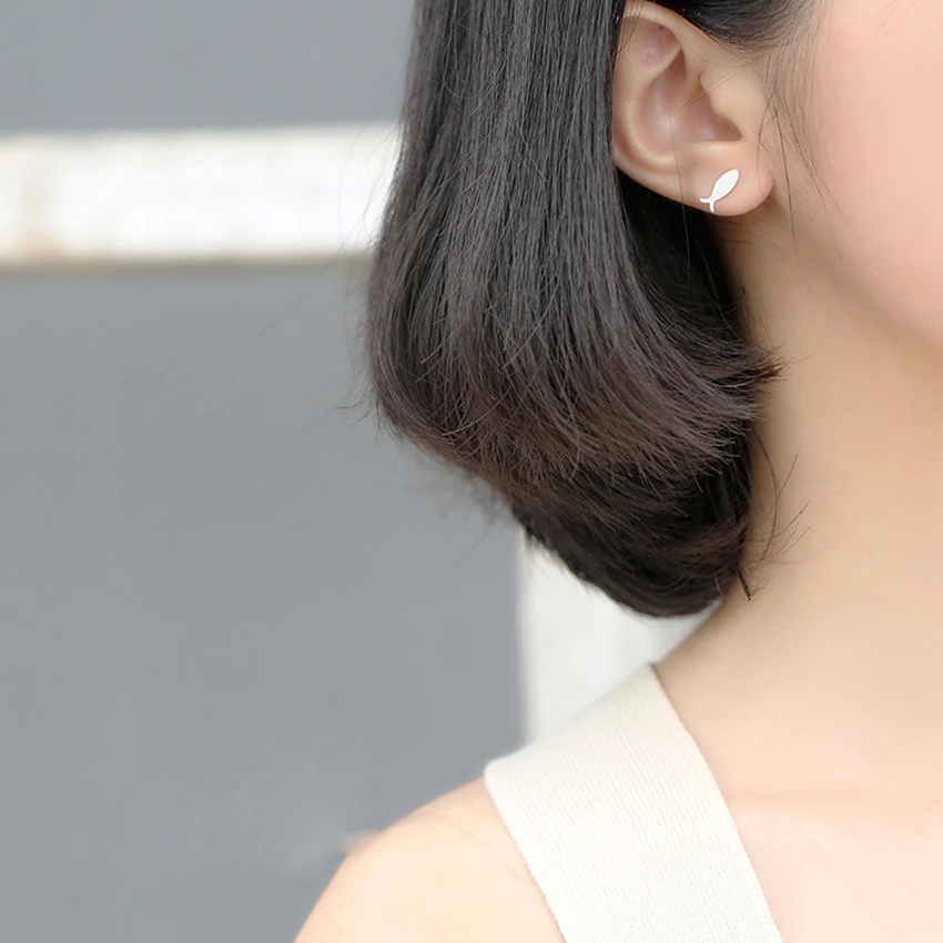 Hoa tai hợp kim kiểu mèo đuôi dài và cá sáng tạo dễ thương thời trang dành cho nữ