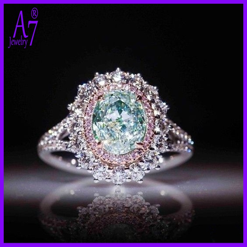 Nhẫn bạc S925 đính đá Topaz màu hồng và xanh lá mới