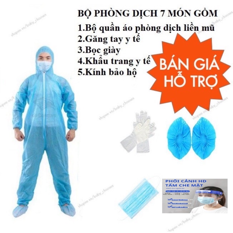 Bộ đồ bảo hộ y tế phòng chống dịch ( Tùy chọn bộ 7 món và bộ 4 món)