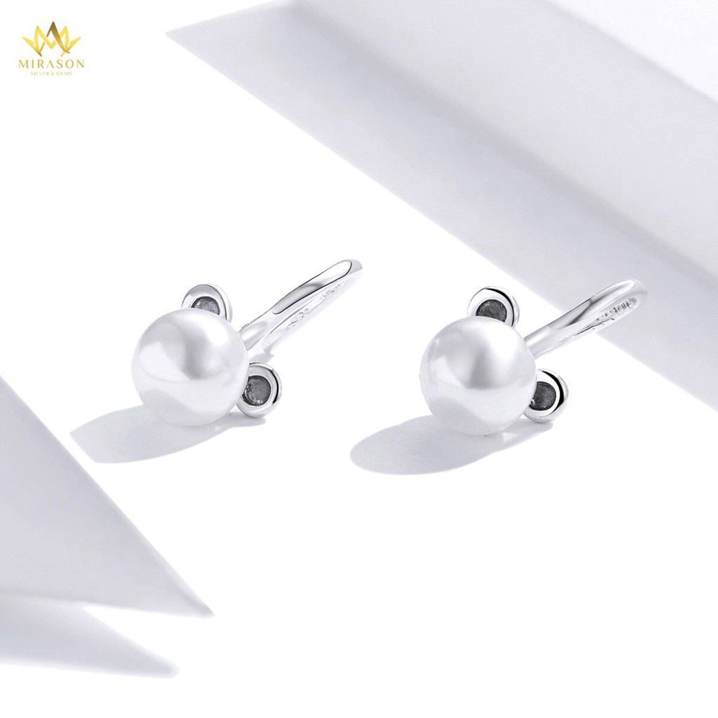 Khuyên Tai Bạc Nữ MIRASON Tròn Nụ Đính Hạt Trai Nhân Tạo Sang Trọng MBT196 - Bông Tai Nữ Bạc 925 Cao Cấp