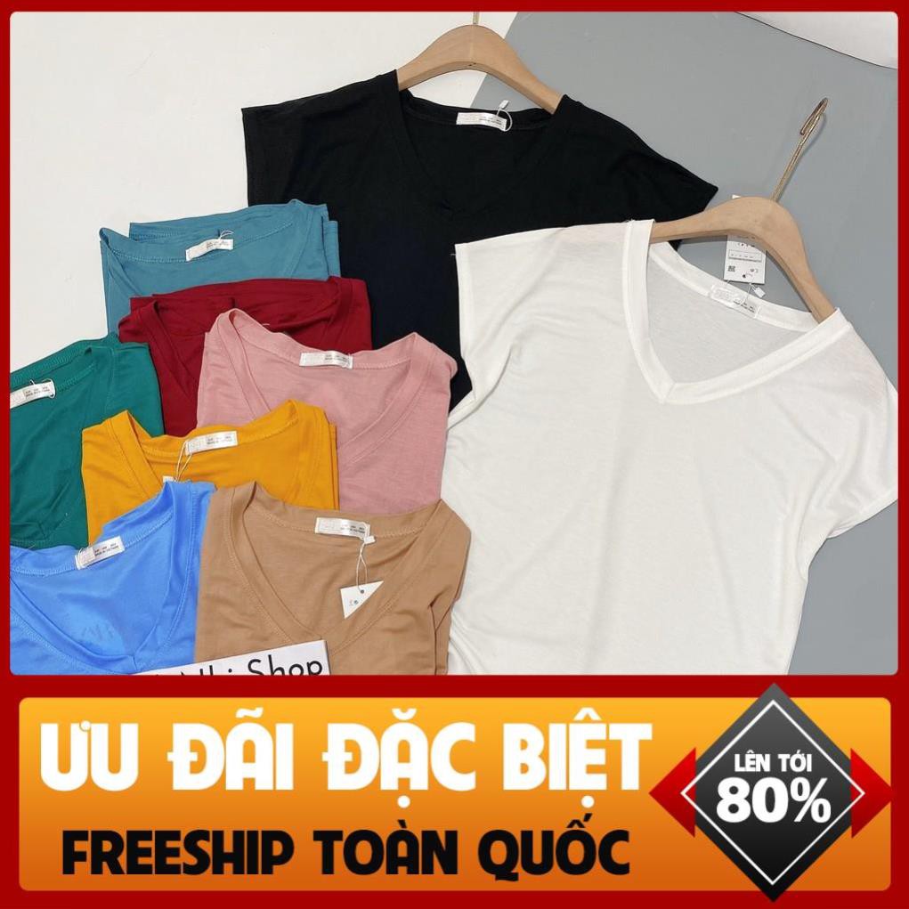Áo thun giấy cổ tim vai hến, Áo phông sát nách cổ tim vải siêu mát CS3105 - NhiNhi Shop *